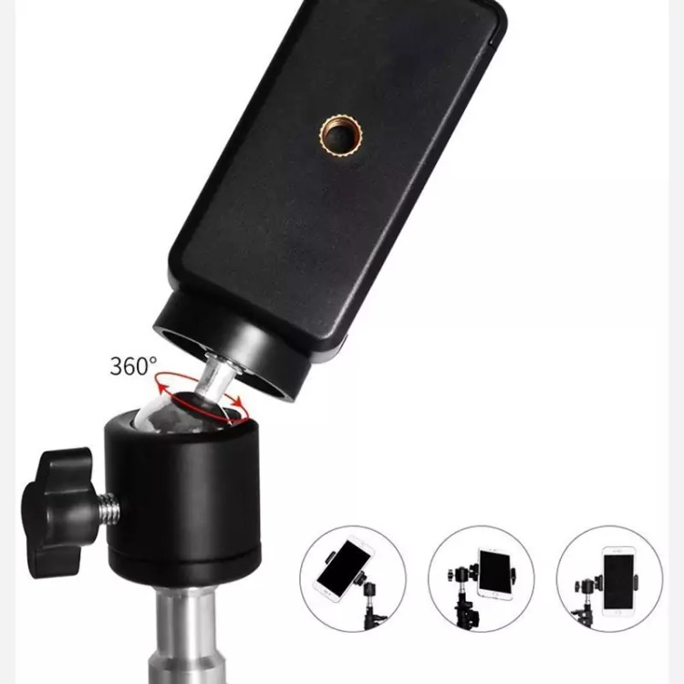 سه پایه فلزی 190 سانتی آلومینیوم با بال پد و سری موبایل(مخصوص رینگ لایت و دوربین و گوشی)