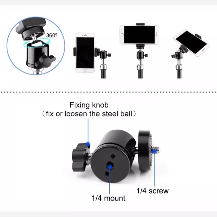 سه پایه فلزی 190 سانتی آلومینیوم با بال پد و سری موبایل(مخصوص رینگ لایت و دوربین و گوشی)