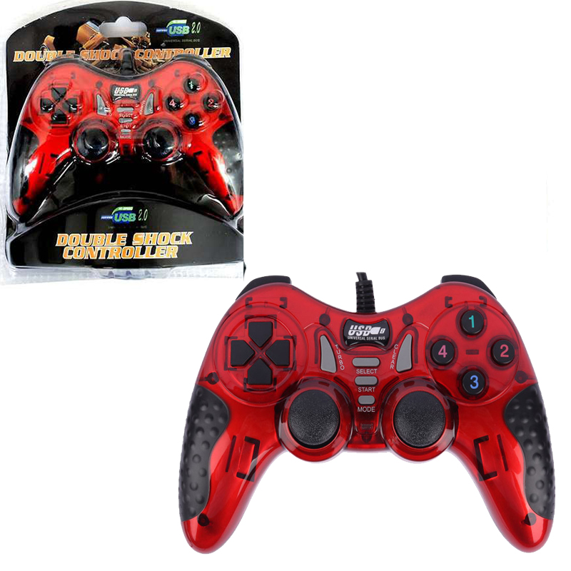 دسته بازی سیم دار تک شوکدار USB-606 (رنگ قرمز ، آبی)