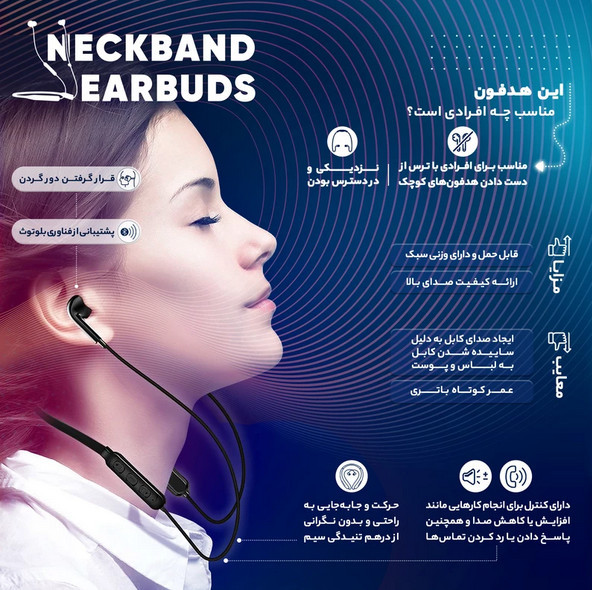 هدفون بلوتوثی گردنی انکر Soundcore Life U2i مدلA3213 (با گارانتی 15 ماهه آسان سرویس)
