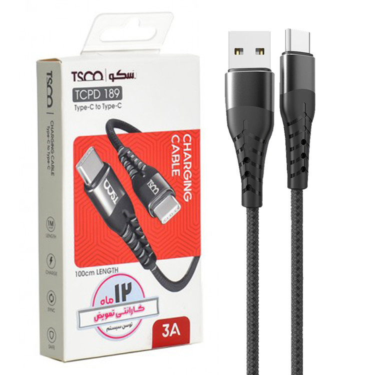 کابل شارژ Type-C به Type-C تسکو (TSCO) مدل TCPD 189