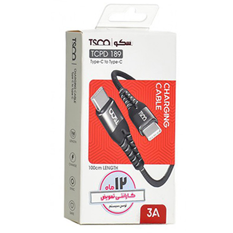 کابل شارژ Type-C به Type-C تسکو (TSCO) مدل TCPD 189