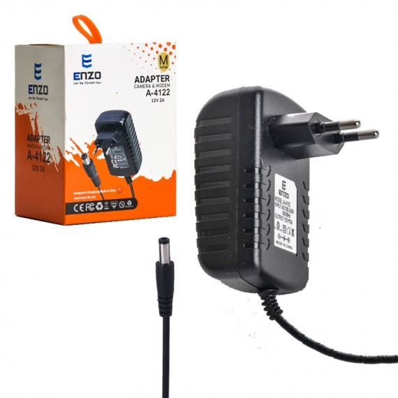 آداپتور مودم 12 ولت 2 آمپر انزو مدل A-4122 ( سر درشت )
