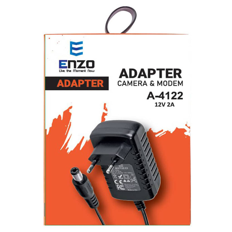 آداپتور مودم 12 ولت 2 آمپر انزو مدل A-4122 ( سر درشت )