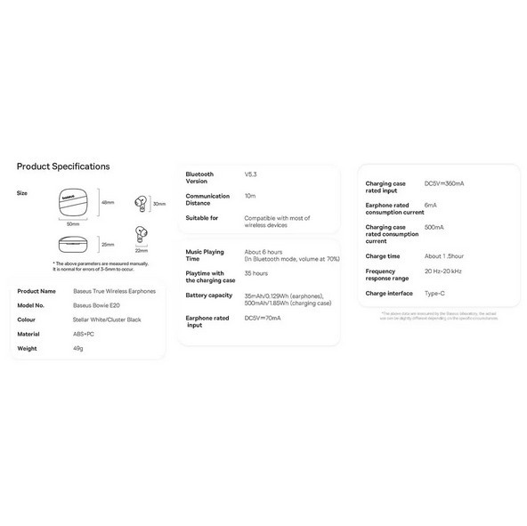 هدفون بی سیم باسئوس مدل Bowie E20 ENC (مشکی) با 24 ماه گارانتی آونگ