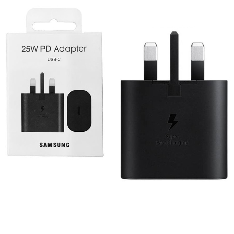 شارژر اورجینال 25 وات سامسونگ( Samsung ) اورجینال صد در صد ( 3 پین ) رنگ مشکی