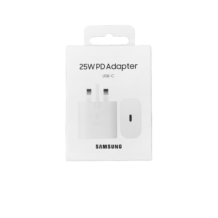 شارژر اورجینال 25 وات سامسونگ( Samsung ) اورجینال صد در صد ( 3 پین ) رنگ مشکی سفید