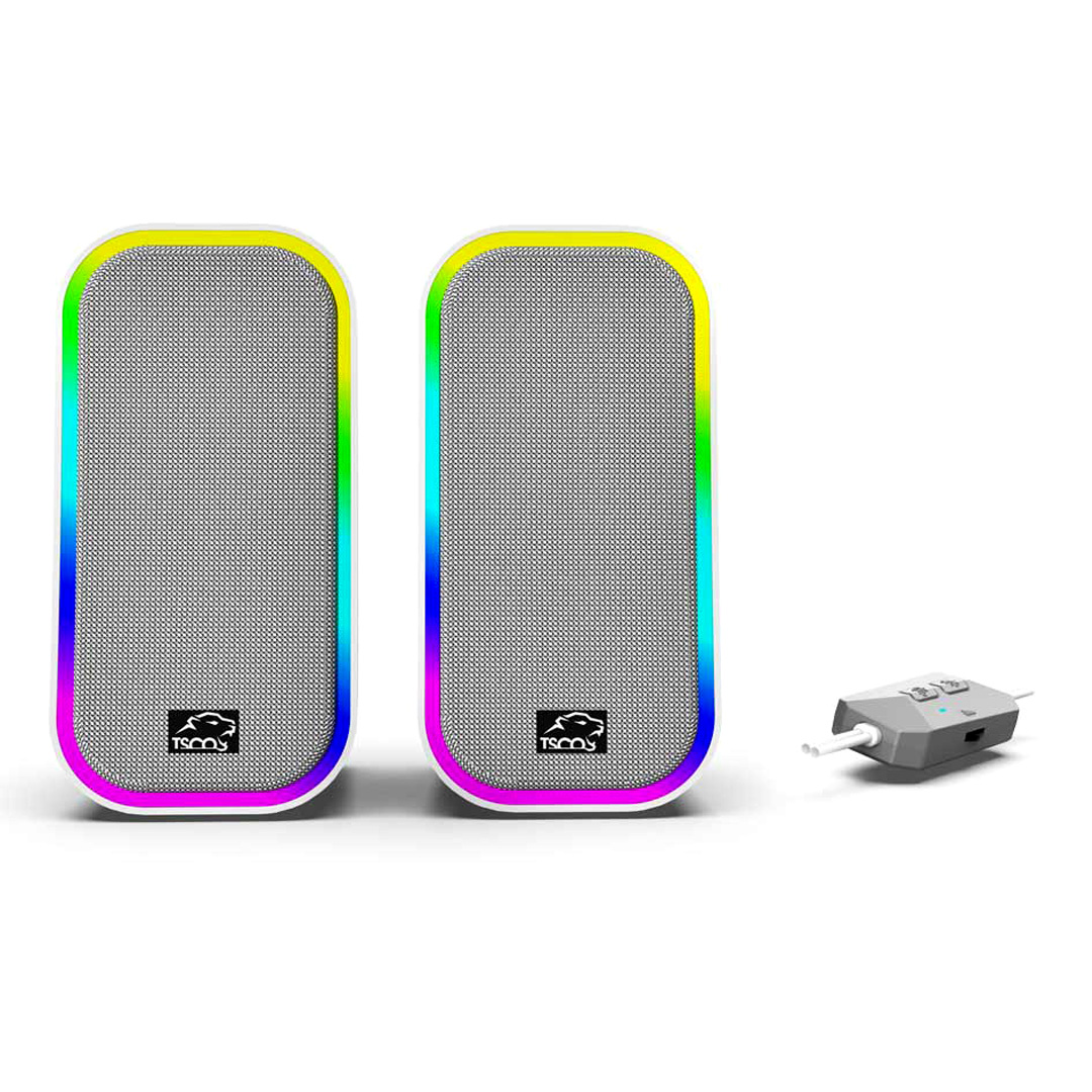اسپیکر دو تیکه کامپیوتر تسکو (TSCO) مدل GS 2076 رنگ سفید ( گارانتی 12 ماهه توسن سیستم شرق )