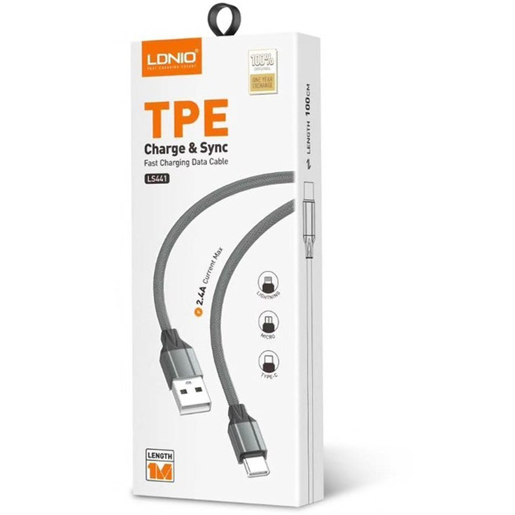 کابل شارژ USB به Type-C الدینیو (LDNIO) مدل LS441 طول 1 متر