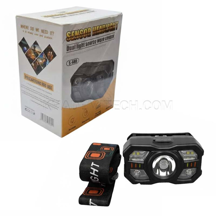 چراغ هدلایت پیشانی سنسور دار چند حالته مدل SENSOR HEADLIGHT S-680