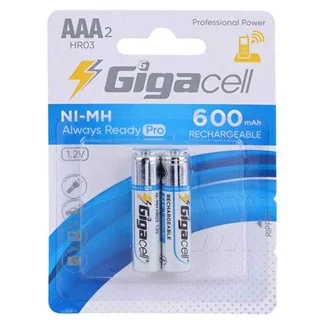 باتری نیم قلم شارژی گیگاسل 600mAh بسته 2 تایی